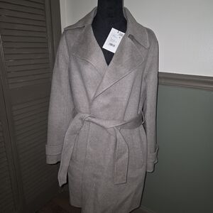 Theory  Taupe Gray Trench Coat Wool And Cashmere